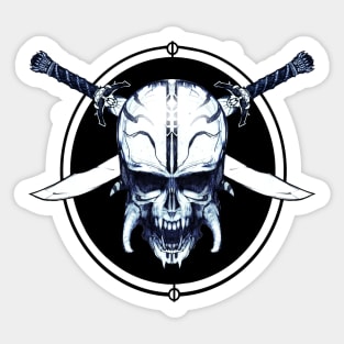 Demon Skull and Crossed Blades Sticker